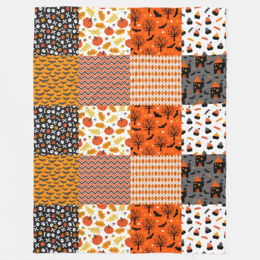 Halloween Patchwork Pattern Fleece Blanket (Voorkant)