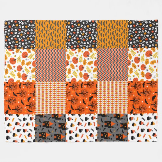 Halloween Patchwork Pattern Fleece Blanket (Voorkant (Horizontaal))
