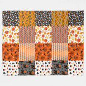 Halloween Patchwork Pattern Fleece Blanket Deken (Voorkant (Horizontaal))