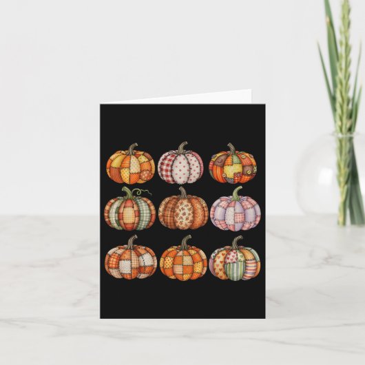 Halloween Patchwork Pompoen Gewatteerde Herfst Est Kaart (Voorkant)