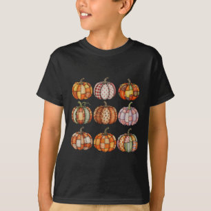 Halloween Patchwork Pompoen Gewatteerde Herfst Est T-shirt