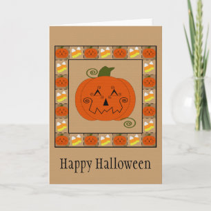 Halloween Patchwork-pompoenkaart Kaart