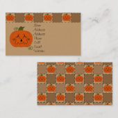 Halloween Patchwork Pumpkin-kaart Visitekaartje (Voorkant / Achterkant)