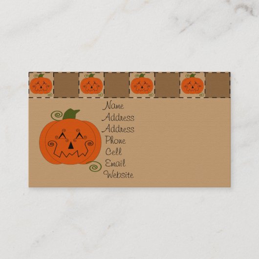 Halloween Patchwork Pumpkin-kaart Visitekaartje (Voorkant)