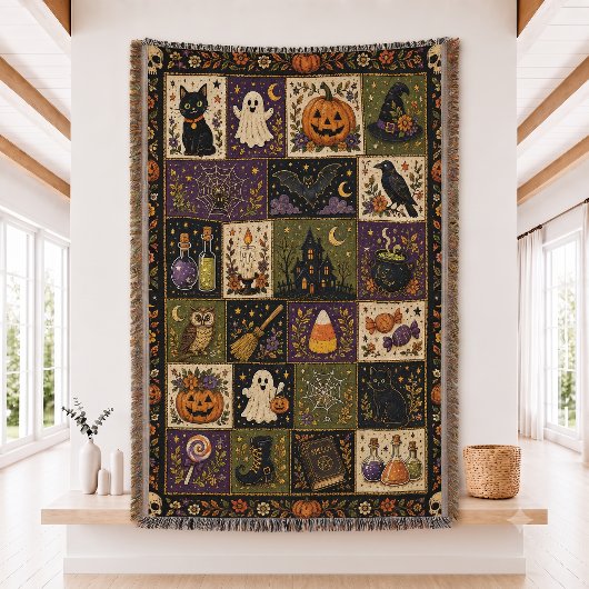 Halloween Patchwork Quilt Set Geweven Worpdeken Deken