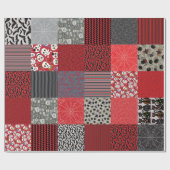 Halloween Patchwork Red, Gray and Black Cadeaupapier (Vlak)