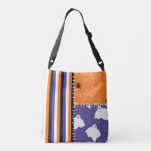 Halloween Patchwork Stripes Ghosts Crossbody Tas (Achterkant)