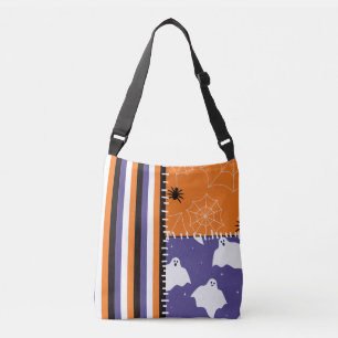 Halloween Patchwork Stripes Ghosts Crossbody Tas