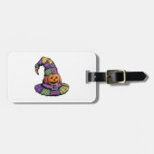 Halloween Patchwork Witch Hat Spooky Bagagelabel (Voorkant horizontaal)