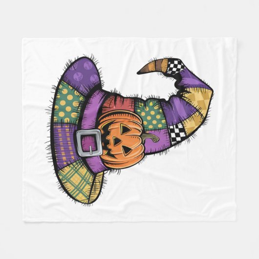 Halloween Patchwork Witch Pet Spooky Fleece Deken (Voorkant (Horizontaal))