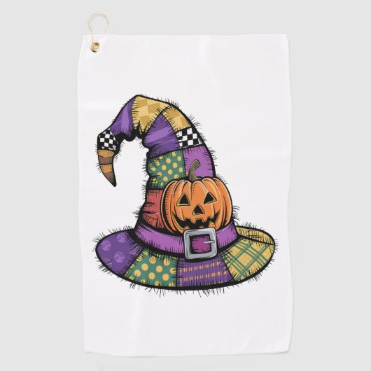 Halloween Patchwork Witch Pet Spooky Golfhanddoek (Voorkant)