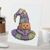 Halloween Patchwork Witch Pet Spooky Reclamebord Met Voetstuk (Insitu)