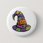 Halloween Patchwork Witch Pet Spooky Ronde Button 5,7 Cm (Voorkant)