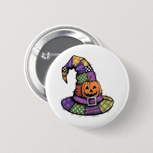 Halloween Patchwork Witch Pet Spooky Ronde Button 5,7 Cm (Voorkant /achterkant)