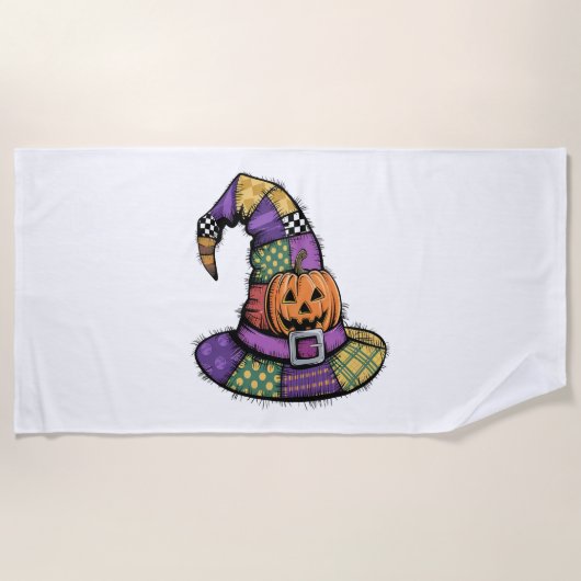 Halloween Patchwork Witch Pet Spooky Strandlaken (Voorkant)