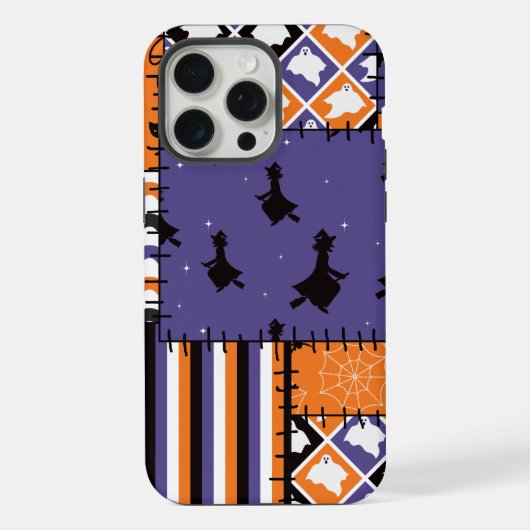 Halloween Patchwork Witches Cats Sierkussen iPhone Hoesje (Achterkant)