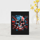 Halloween Patriotic Skeleton Amerikaanse vlag 4e v Kaart (Gele Bloem)