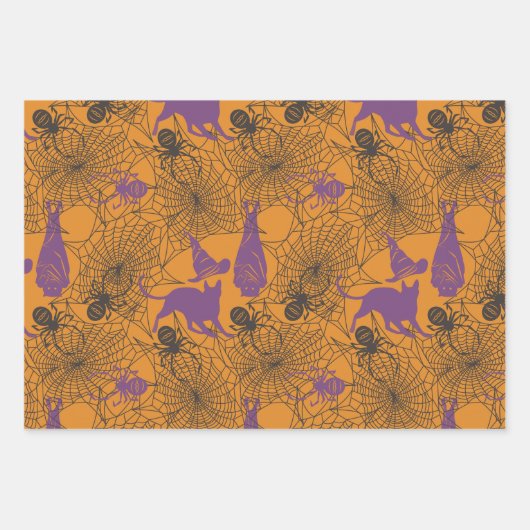 Halloween Patronen heks Pet Cat Spider Set 3 Inpakpapier Vel (Voorkant 3)