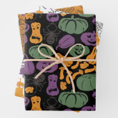 Halloween Patronen heks Pet Cat Spider Set 3 Inpakpapier Vel (In situ)