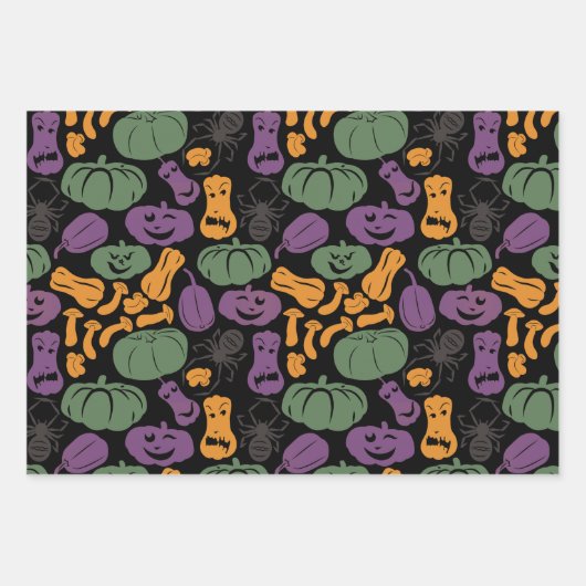 Halloween Patronen heks Pet Cat Spider Set 3 Inpakpapier Vel (Voorkant)