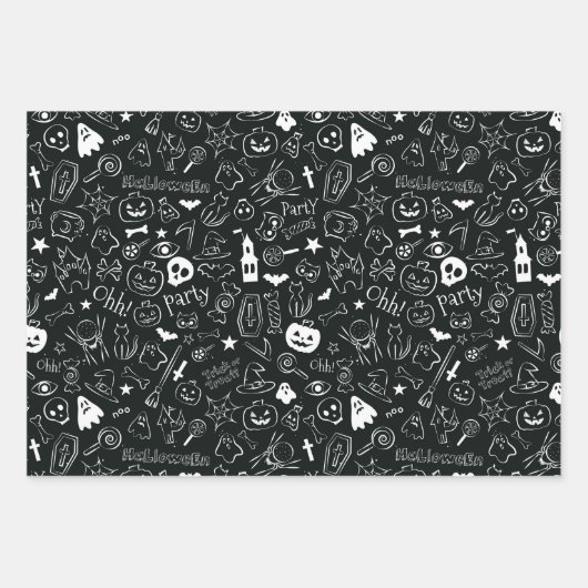 Halloween Patroon 1 Inpakpapier Vel (Voorkant 3)
