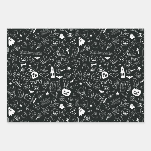 Halloween Patroon 1 Inpakpapier Vel (Voorkant 2)