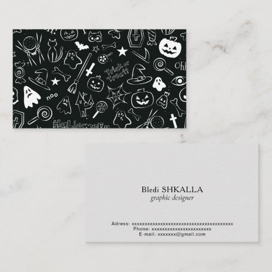 Halloween Patroon 1 Visitekaartje (Voorkant / Achterkant)