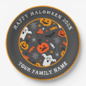 Halloween patroon Aangepaste tekst Papieren Bordje (Voorkant)