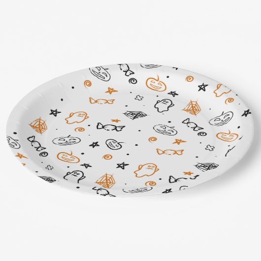 Halloween patroon achtergrond papieren bordje (Gekanteld)