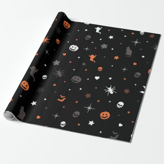 Halloween patroon cadeaupapier (Uitgerold)