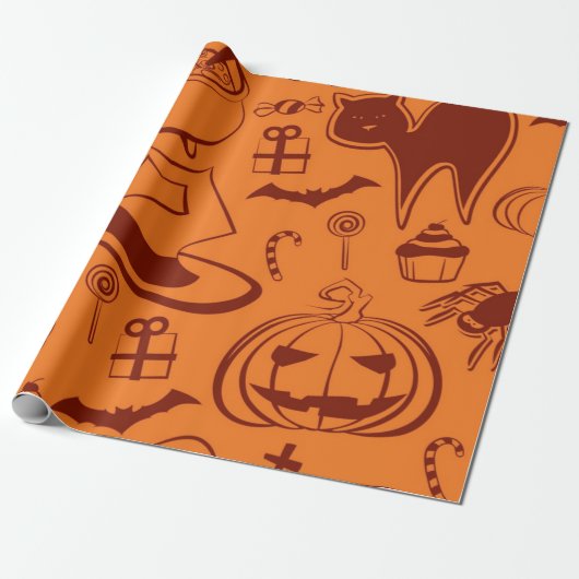 Halloween patroon cadeaupapier (Uitgerold)