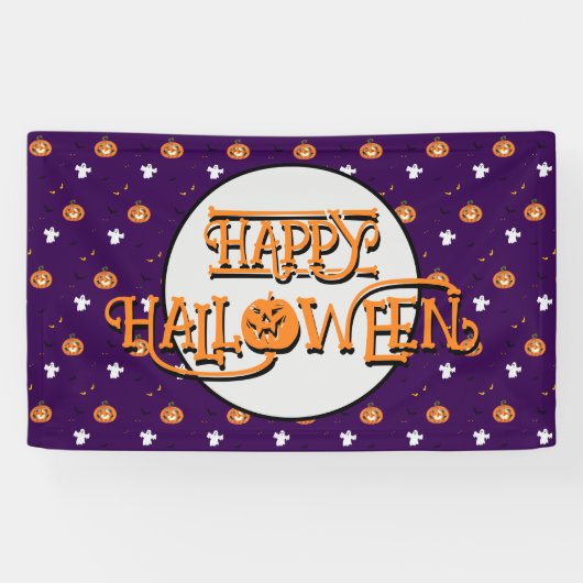Halloween patroon en bericht spandoek (Horizontaal)