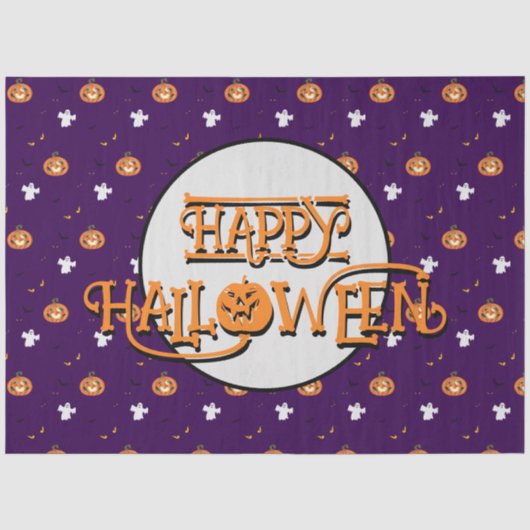 Halloween patroon en bericht tissuepapier (Voorkant)