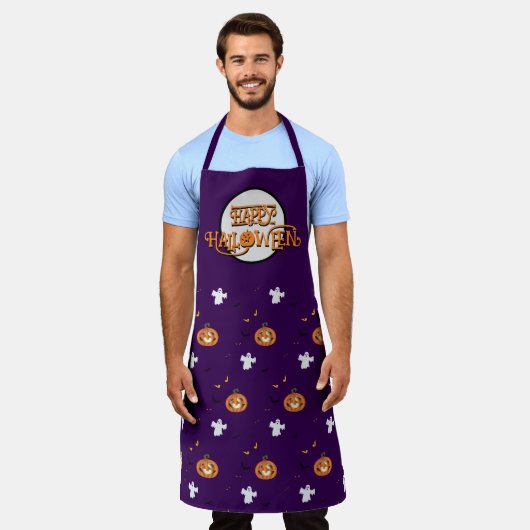 Halloween patroon en boodschap schort (Gedragen)