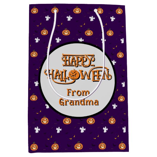 Halloween patroon en spookachtige boodschap medium cadeauzakje (Voorkant)