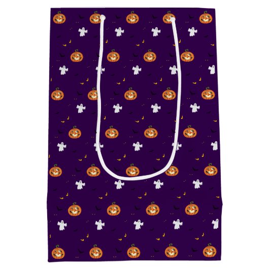 Halloween patroon en spookachtige boodschap medium cadeauzakje (Achterkant)