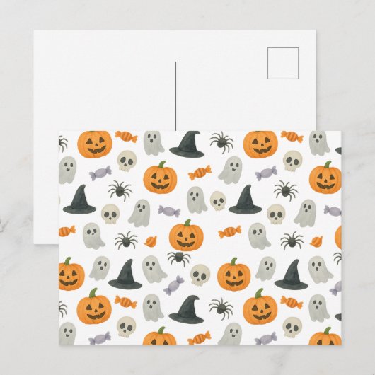 Halloween patroon feestdagenkaart (Voorkant / Achterkant)