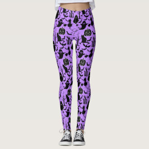 Halloween patroon. Griezelig en schattig. L Paarse Leggings