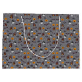 Halloween patroon grijs groot cadeauzakje (Achterkant)