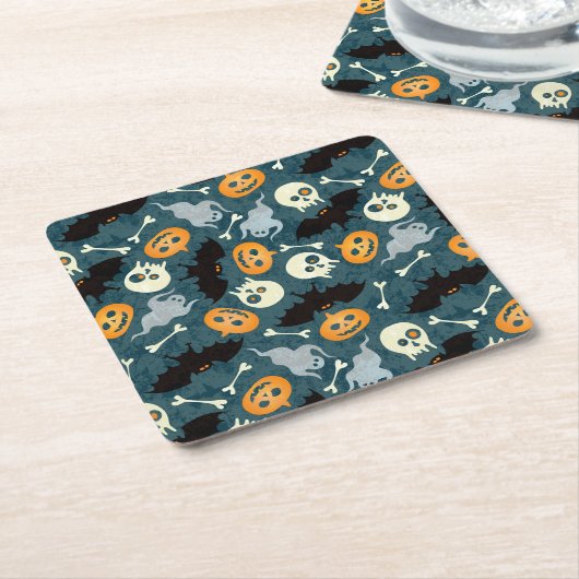 Halloween patroon kartonnen onderzetters (Schuin)