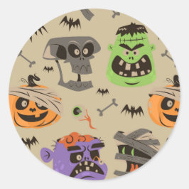 Halloween patroon klassieke ronde sticker