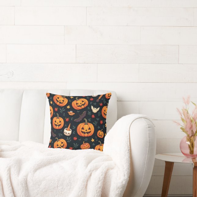 Halloween Patroon Kussen - Spooky & Fun Decor (Bank)