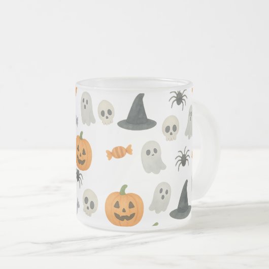 Halloween patroon matglas koffiemok (Voorkant rechts)