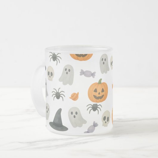 Halloween patroon matglas koffiemok (Voorkant links)
