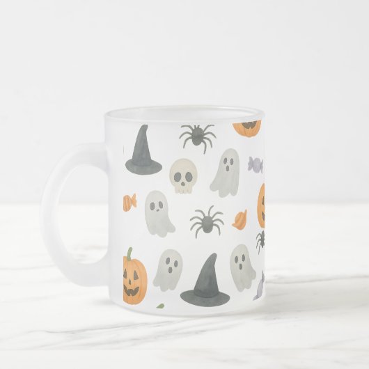 Halloween patroon matglas koffiemok (Links)