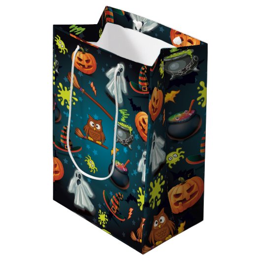 Halloween patroon medium cadeauzakje (Voorkant Gekanteld)