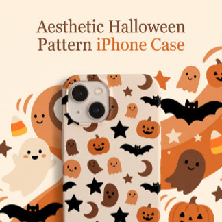 Halloween-patroon met malle spoken en pompoenen iPhone 15 case