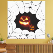 Halloween patroon met pompoenen en spinnen canvas afdruk (Insitu (Woonkamer))