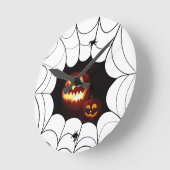 Halloween patroon met pompoenen en spinnen ronde klok (Hoek)