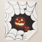 Halloween patroon met pompoenen en spinnen sherpa deken (Voorkant)